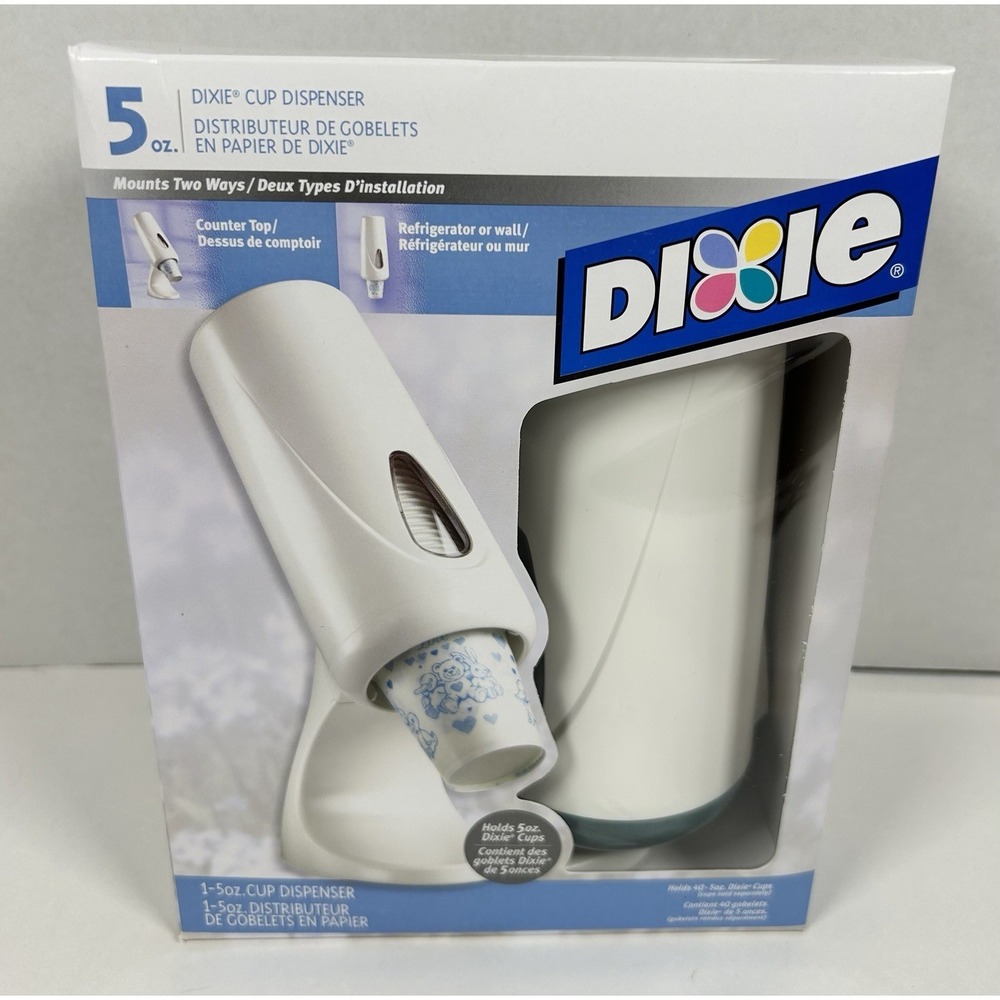Vintage Dixie Cup Dispenser 5oz Countertop/Wall Mount NOS NEW Retro Green Accent